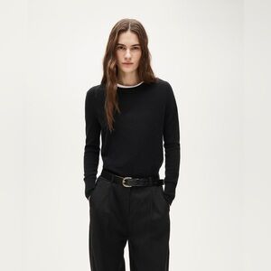 J. Crew Cashmere Classic Fit Crewneck Sweater in Black Size Medium *flawed*